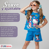 Conjunto Sanrio 100% Algodón Polera Pantalón Corto Niña Kuromi Hello Kitty My Melody