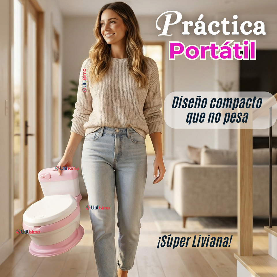 Pelela Inodoro Baño Entrenador Portátil Niña Rosa Asiento Acojinado