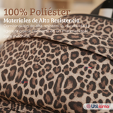 Mochila Bolso Animal Print Con Estampado De Leopardo + Lonchera + Estuche Escolar Niña 42Cm