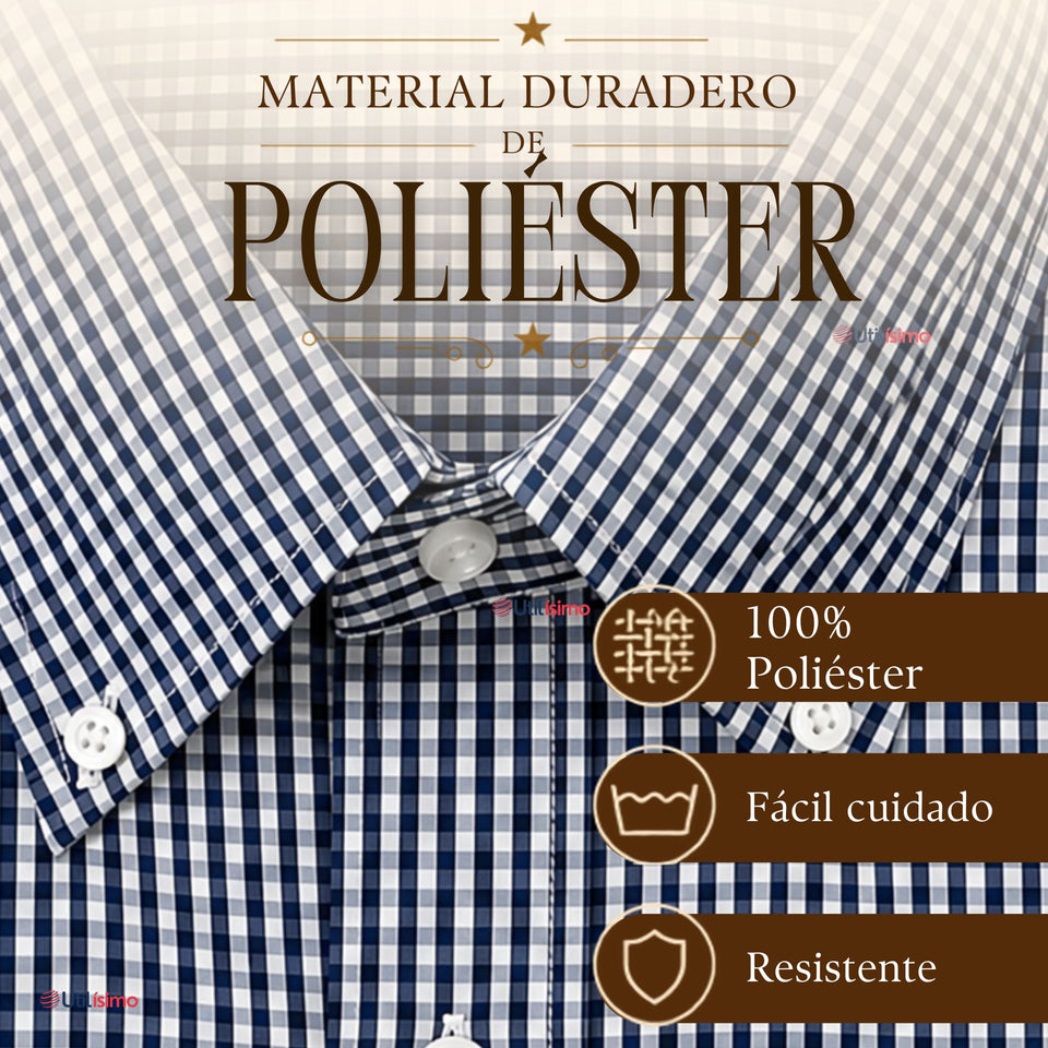 Camisa Cuadrille Huaso Hombre Blanco Azul  Regular Fit Fiestas Patrias