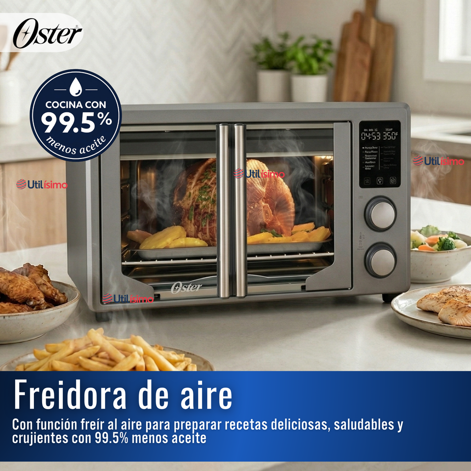 Horno con freidora de aire digital Oster® de 42 litros, puertas francesas, TSSTTV42FDDAFNS 1700W