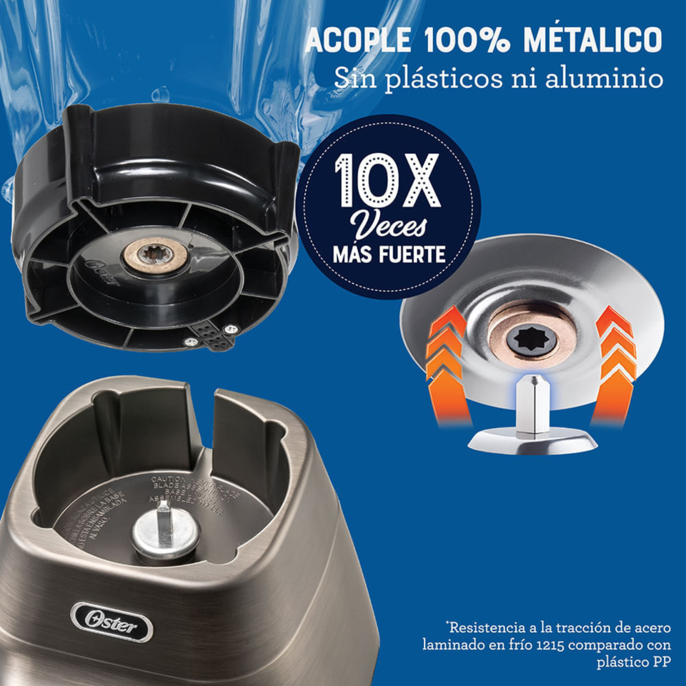 Licuadora Oster® programas automáticos con tecnología reversible, pantalla táctil y vaso BLend-N-Go BLSTPYG1312XBG