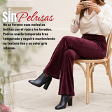 Pantalón Cotelé Palazzo Polar Con Chiporro Elasticado Térmico Burdeo