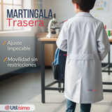 Cotona Delantal Blanca Escolar Colegio Unisex Niño Niña Manga Larga