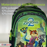 Mochila Escolar Zootopia Con Ruedas Desmontables + Estuche + Lonchera Niño Poliéster