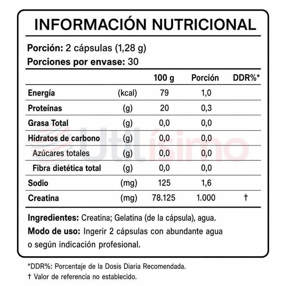 Creatina Monohidratada 60 Capsulas FNL 500 Mg Suplemento Deportivo