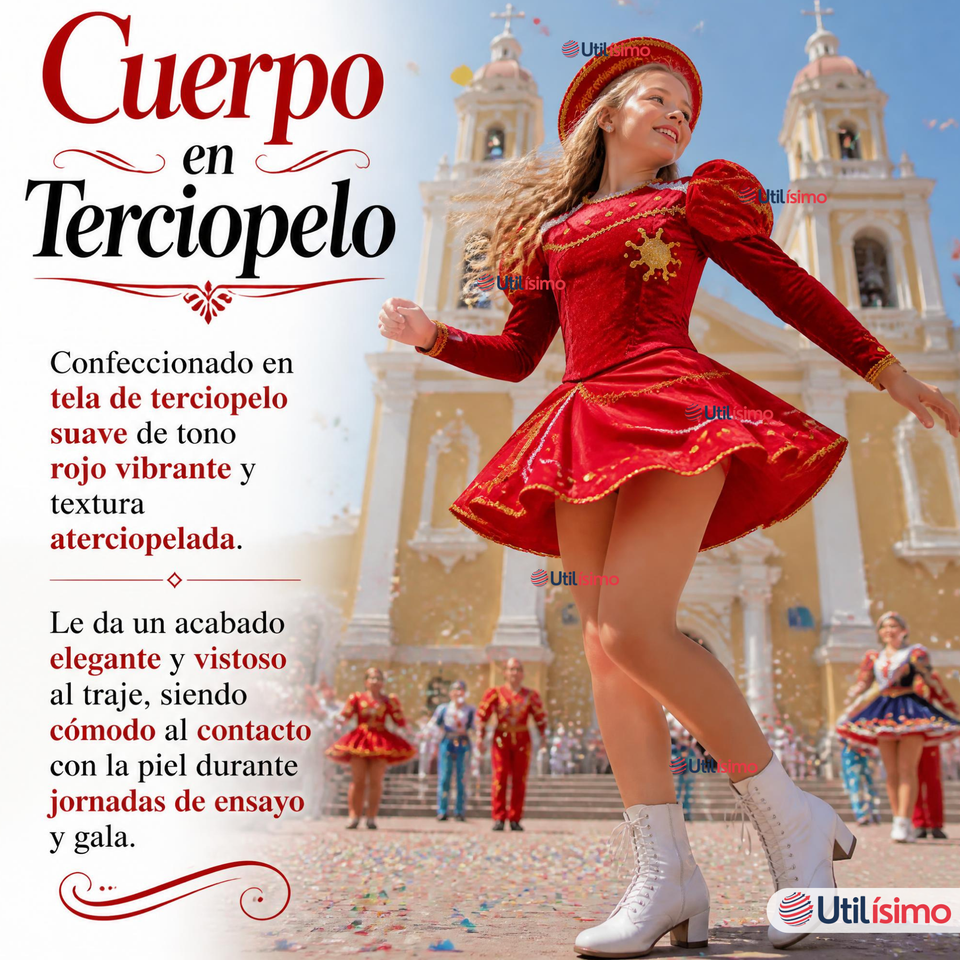 Traje Caporal Típico Completo Con Sombrero Rojo Juvenil Fiestas Patrias