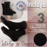 Pack 3 Pares Calcetines Chiporro Mujer Ultra Térmico Negro Invierno Polar