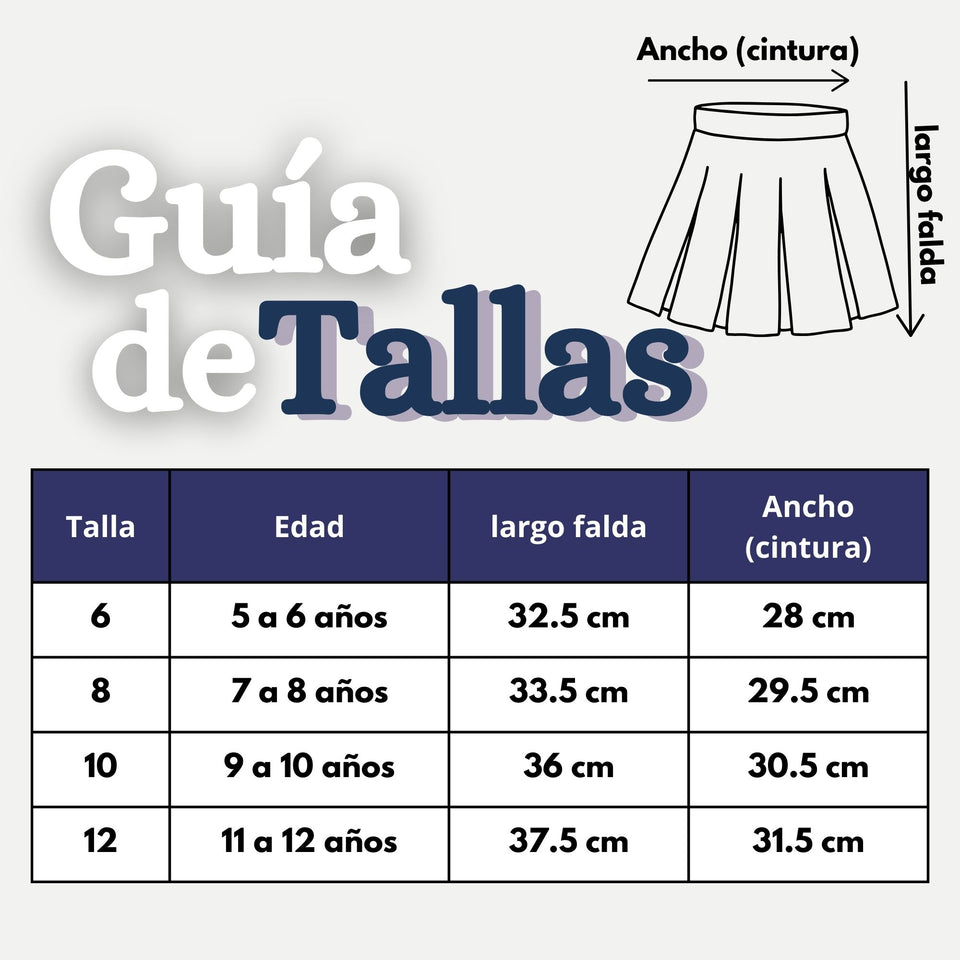 Falda Escolar Color Azul Uniforme Para Niñas