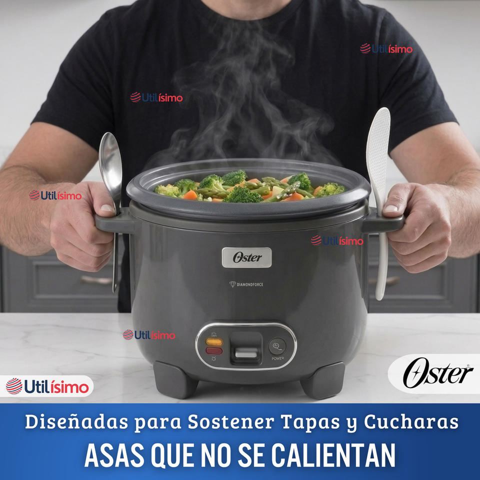 Oster Arrocera, 3 En 1, 12 Tazas Capacidad, Función Sofrito, Vaporera, Recubrimiento Antiadherente Oster DiamondForce,