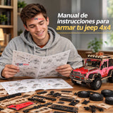 Puzzle 3D Jeep 4x4 Rojo de Madera 132 Piezas Juguete Armable