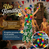 Traje Páscuense Pareo Hawaiano Verde Niña Con Accesorios