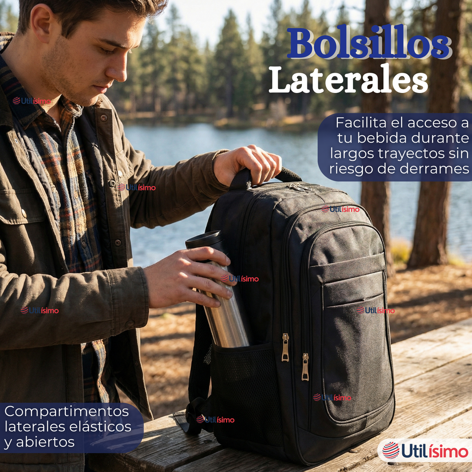 Mochila Escolar Ejecutiva Notebook Impermeable Resistente 53cm Negro 28L