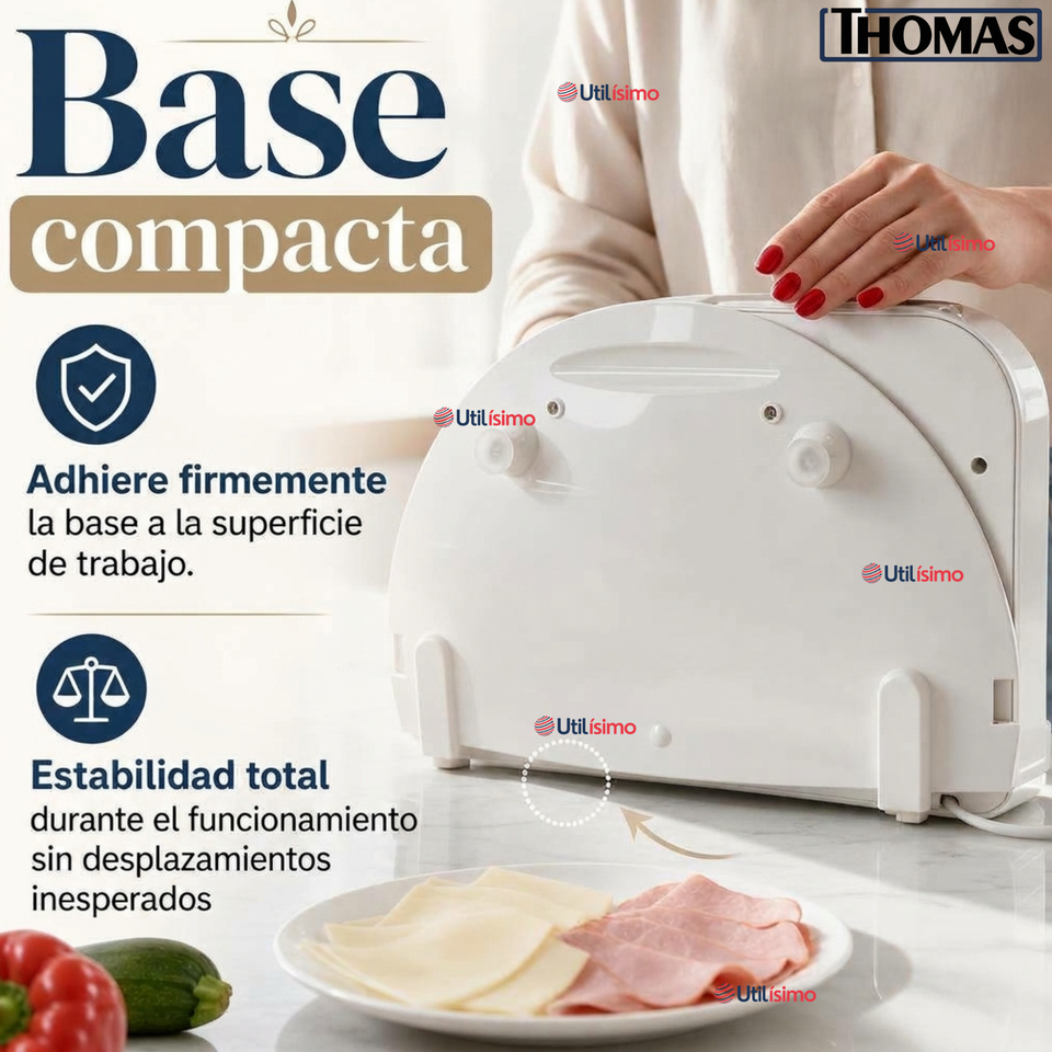 Cortadora Fiambre Rebanadora Compacta 3 Velocidades 1 A 15mm Thomas