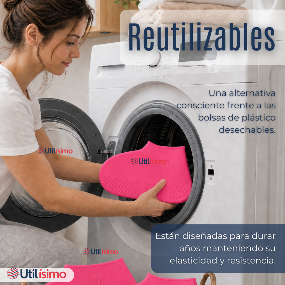 Pack 3 Pares Fundas Cubre Zapatos Rosado Impermeable Surtidas Silicona Antideslizante