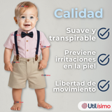 Conjunto de Vestir con Tirantes Camisa Pantalón Corto Algodón Niño