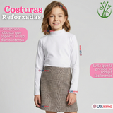 Pack 3 Poleras Camisetas Bambú Blancas Cuello Beatle Primera Capa Manga Larga Niña