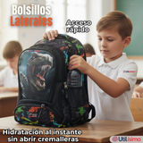 Mochila Escolar Kit Con Estuche y Lonchera 43cm Tela Oxford Dino Niño