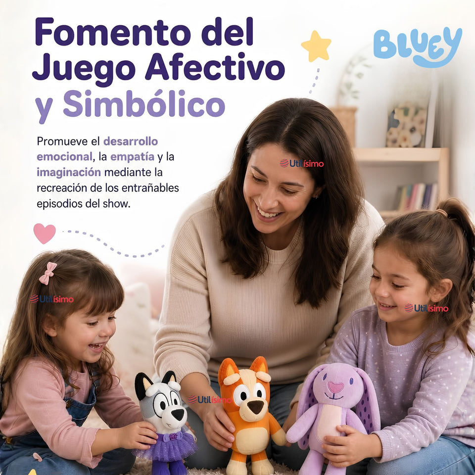 Pack 2 Peluches Bluey Diseños Surtidos Niña Suaves Felpa Premium