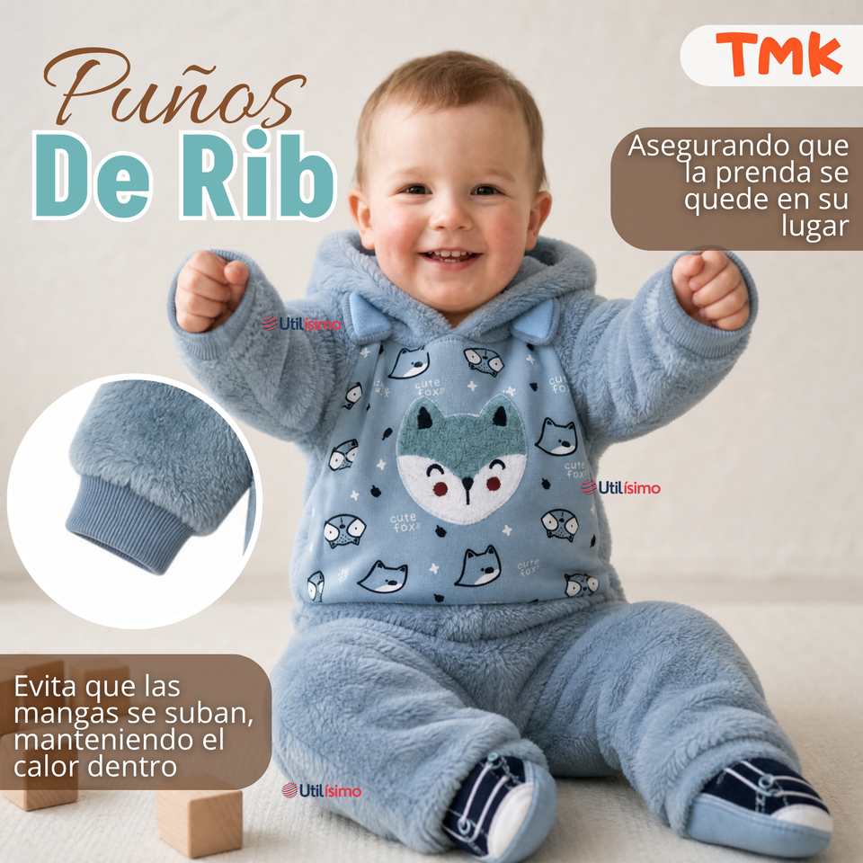 Conjunto Buzo Polerón Con Capucha Térmico Algodón 2 Piezas Niño Bebé