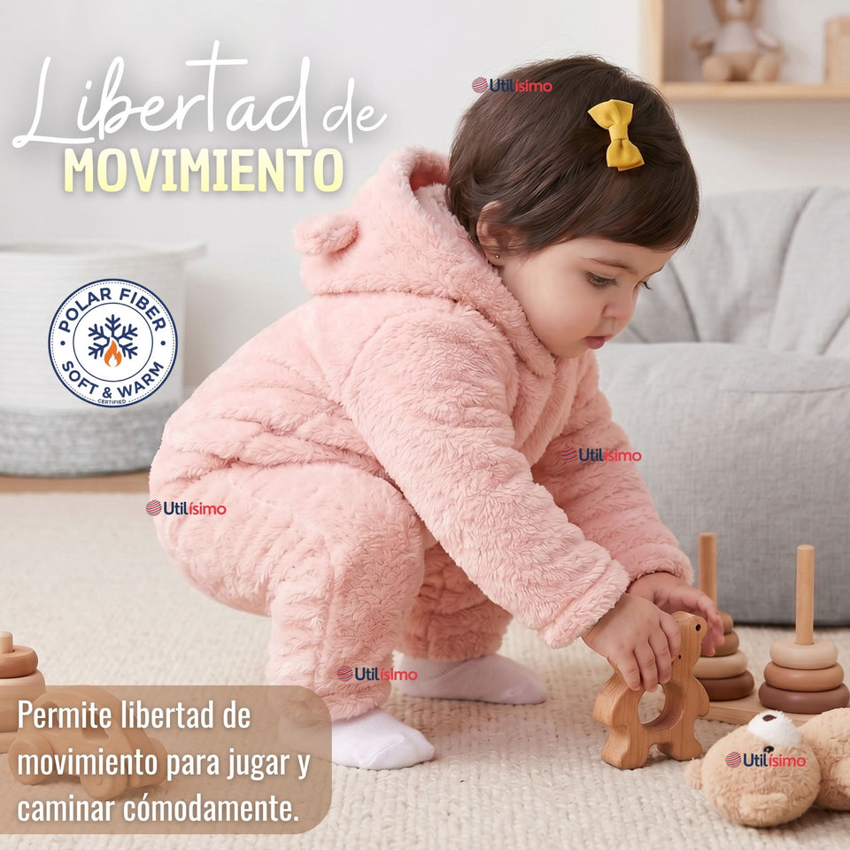 Buzo Polerón Conjunto Polar Niña Con Capucha Unicolor Rosado