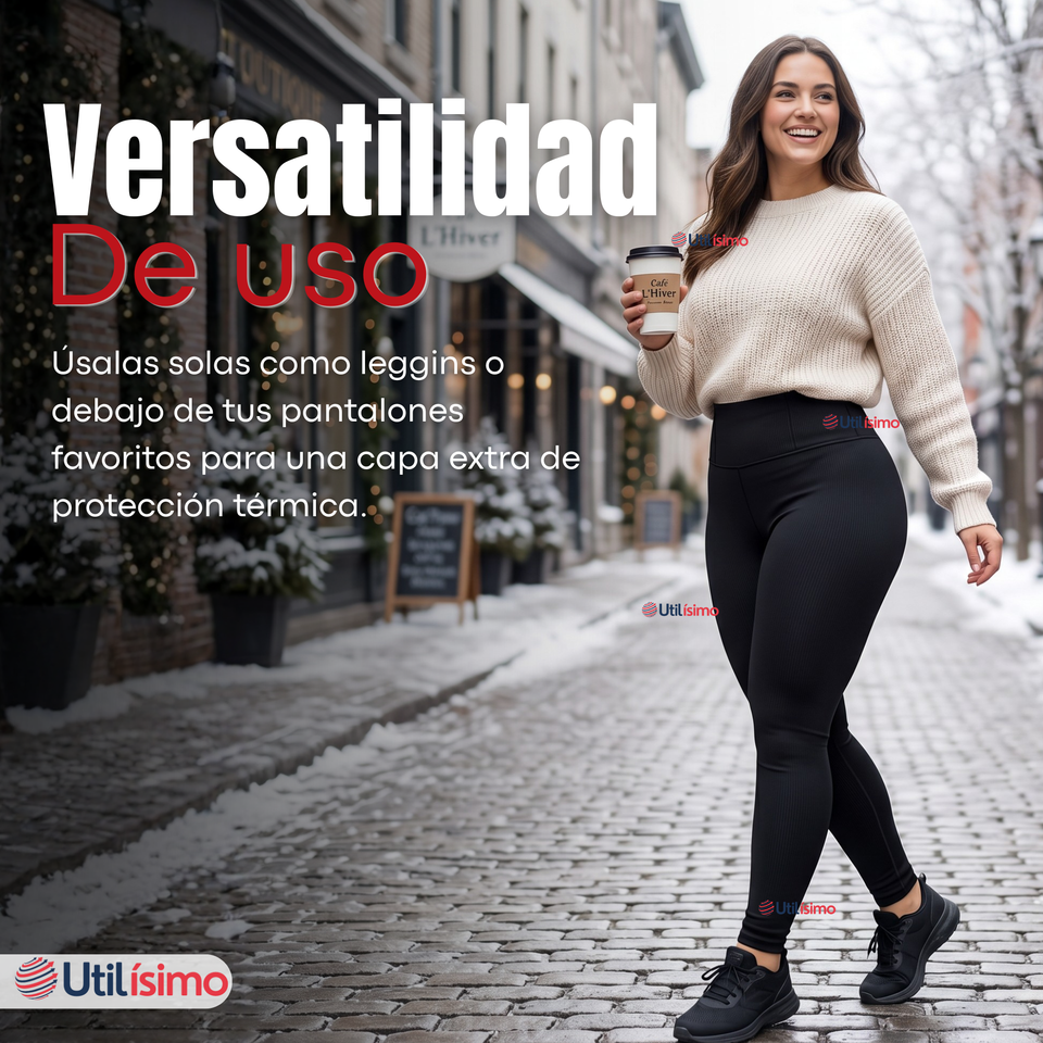 Calza Polar Con Chiporro Térmica Mujer Elasticada Negra