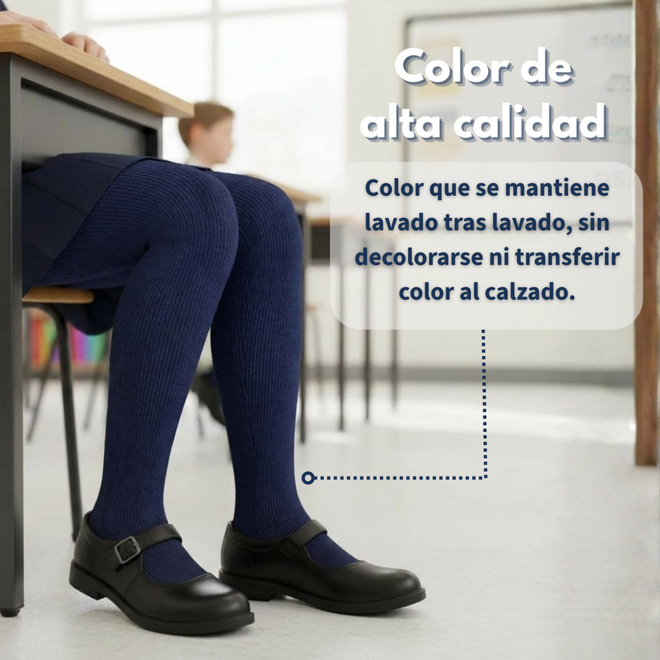 Pack 3 Panty Ballerinas Elasticadas Escolares Niña Algodón Azul