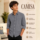 Camisa Cuadrille Niño Azul Clásica Regular Fit Manga Larga