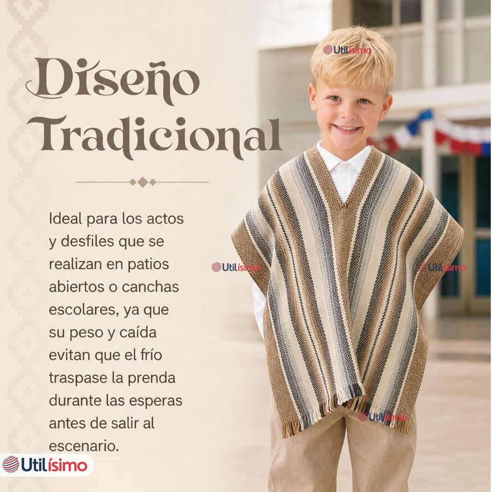 Poncho Manta Mapuche Niño Fiestas Patrias