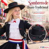 Traje Huasa Elegante Negro Juvenil Conjunto 7 Piezas Tipico Fiestas Patrias