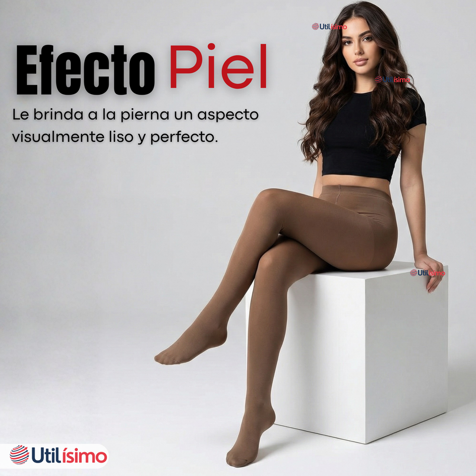 Calza Panty Efecto Piel Polar Térmica Con Chiporro Mujer Elasticada