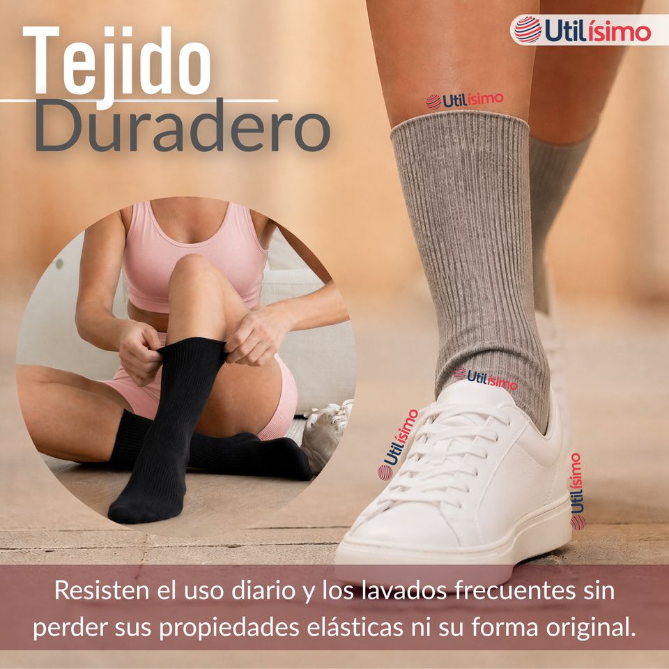 Pack 2 Pares Calcetines Diabéticos Mujer Algodón Suave Colores Surtidos Protección
