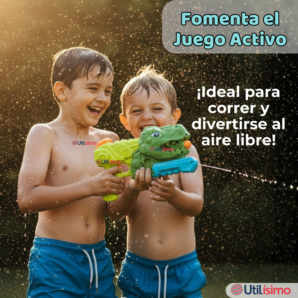 Pack 2 Pistolas Lanza Agua Dinosaurio Color Verde Juguete 30cm Niño