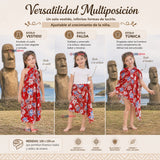 Pareo Pascuense Niña Hawaiano Rojo Danza Fiestas Patrias