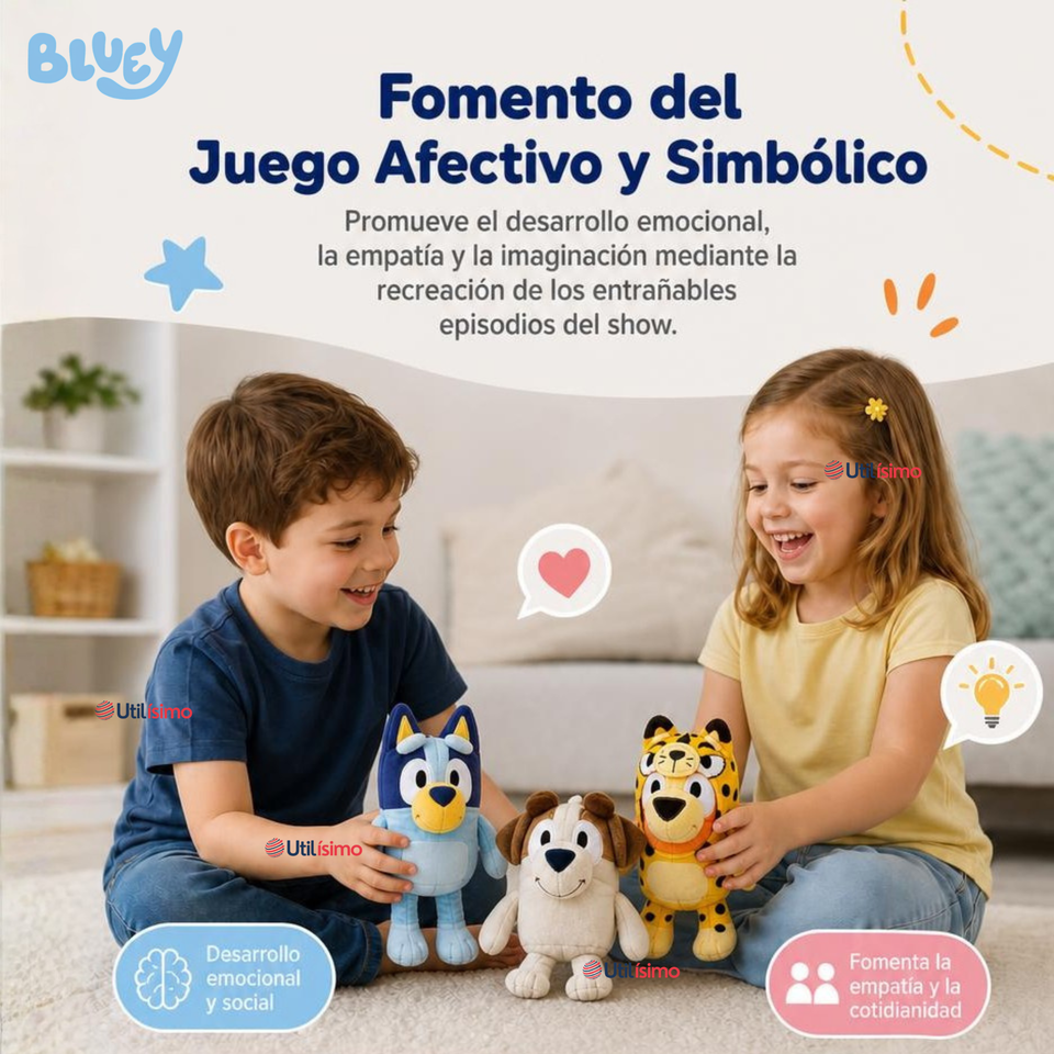 Pack 2 Peluches Bluey Diseños Surtidos Suaves Felpa Premium Peluche Niños