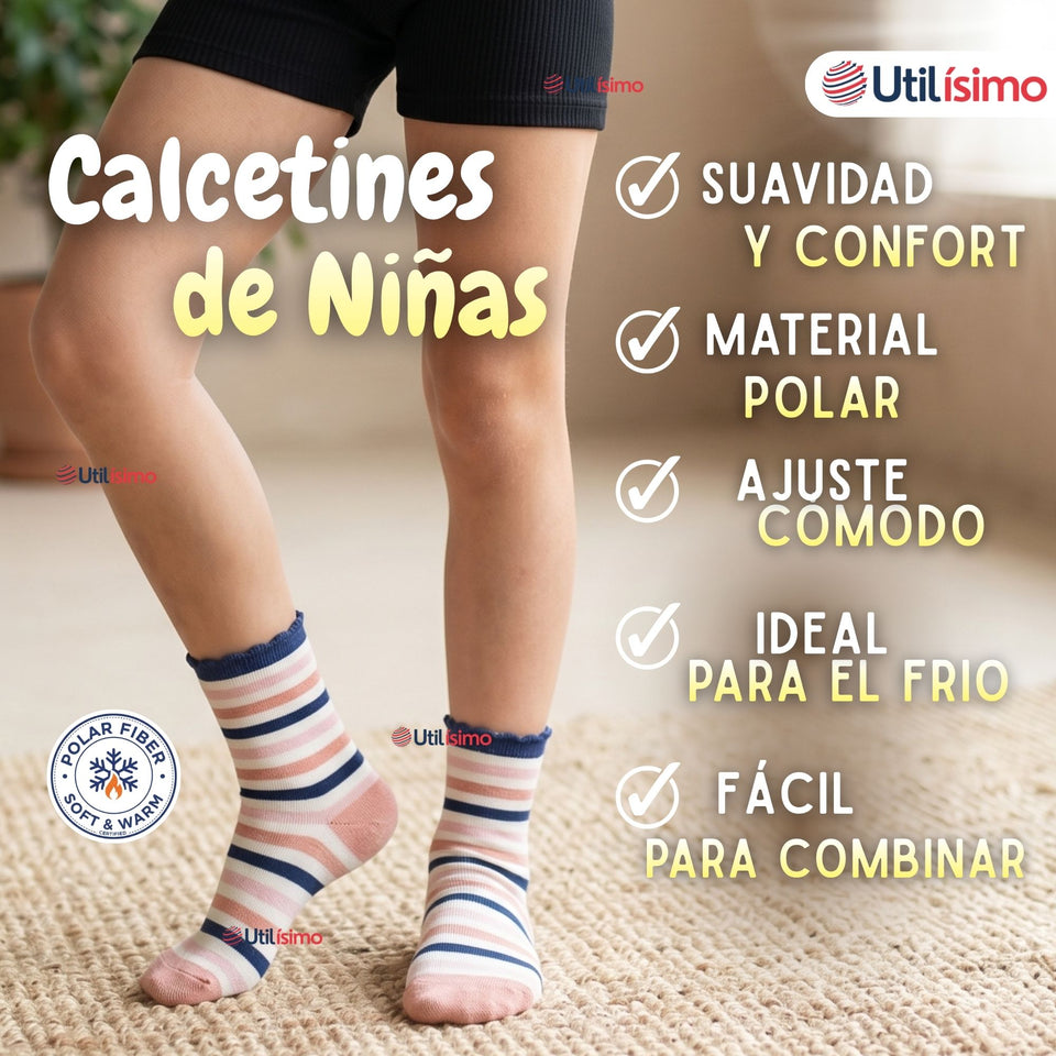 Pack 4 Pares Calcetines Niña Toalla Térmicos Suaves
