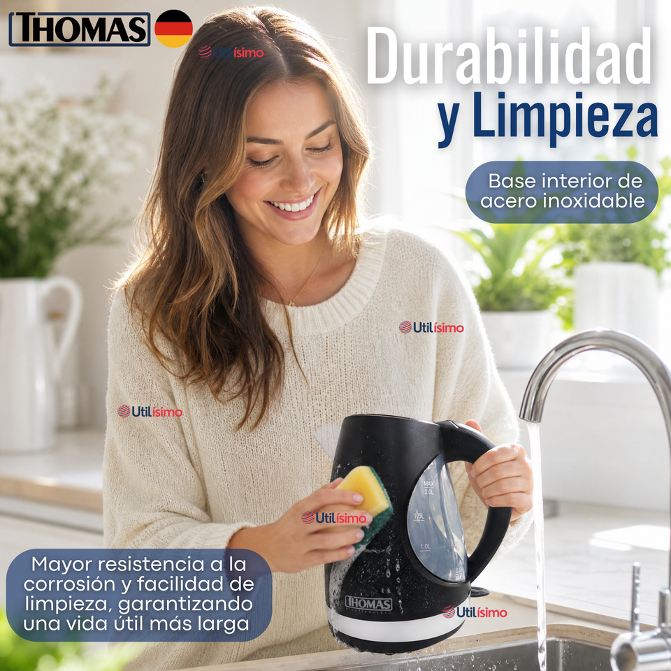 Hervidor Eléctrico Thomas 2lt Alta Potencia Tecnologia Alemana Negro