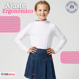Pack 3 Poleras Camisetas Polar Blanca Primera Capa Cuello Beatle Manga Larga Niña