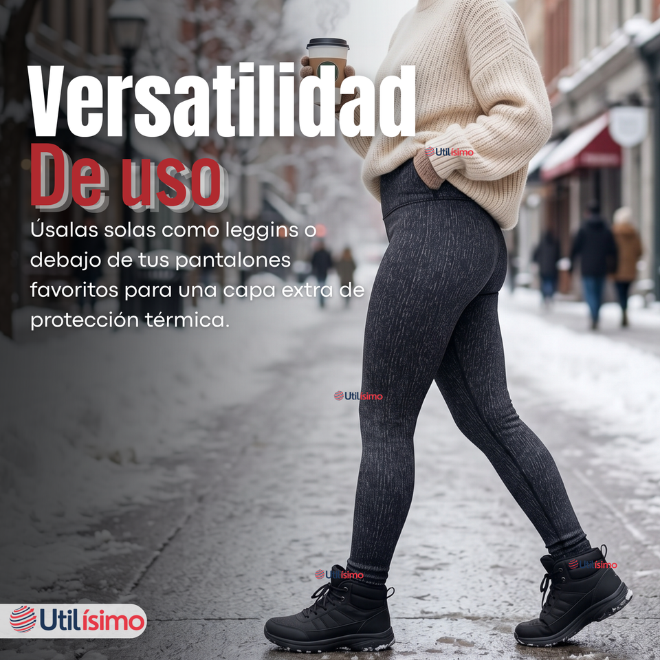 Calza Polar Con Chiporro Térmica Mujer Elásticada Negro Jeans