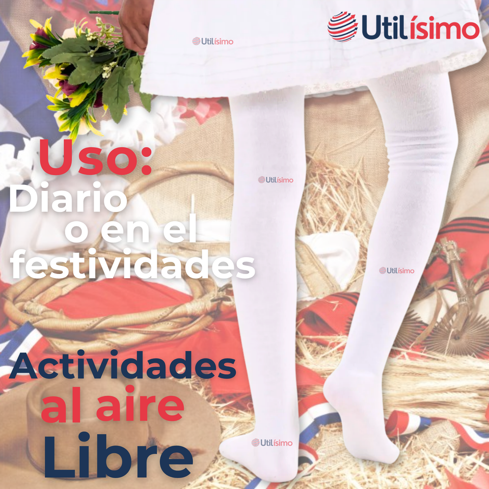 Ballerina Panty Primera Capa Blancas Niña Fiestas Patrias Blanco