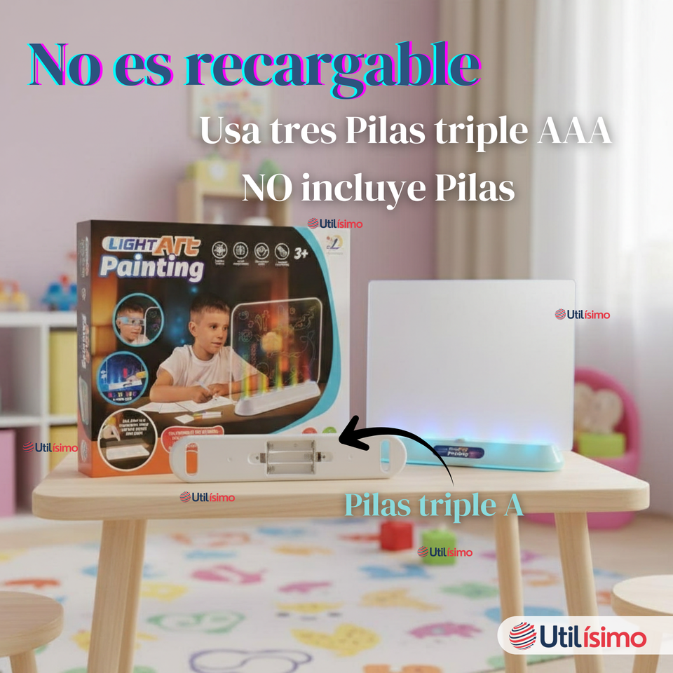 Pizarra Mágica Luz Led 3D Niño o Niña con Plantillas de Dibujos