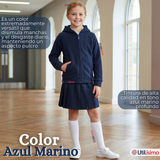 Polerón Escolar Polar Con Capucha Niña Unisex Azul 5 a 12 años
