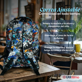 Mochila Escolar Bolso Con Estuche + Lonchera 45Cm Tela Oxford Niño Snowboard