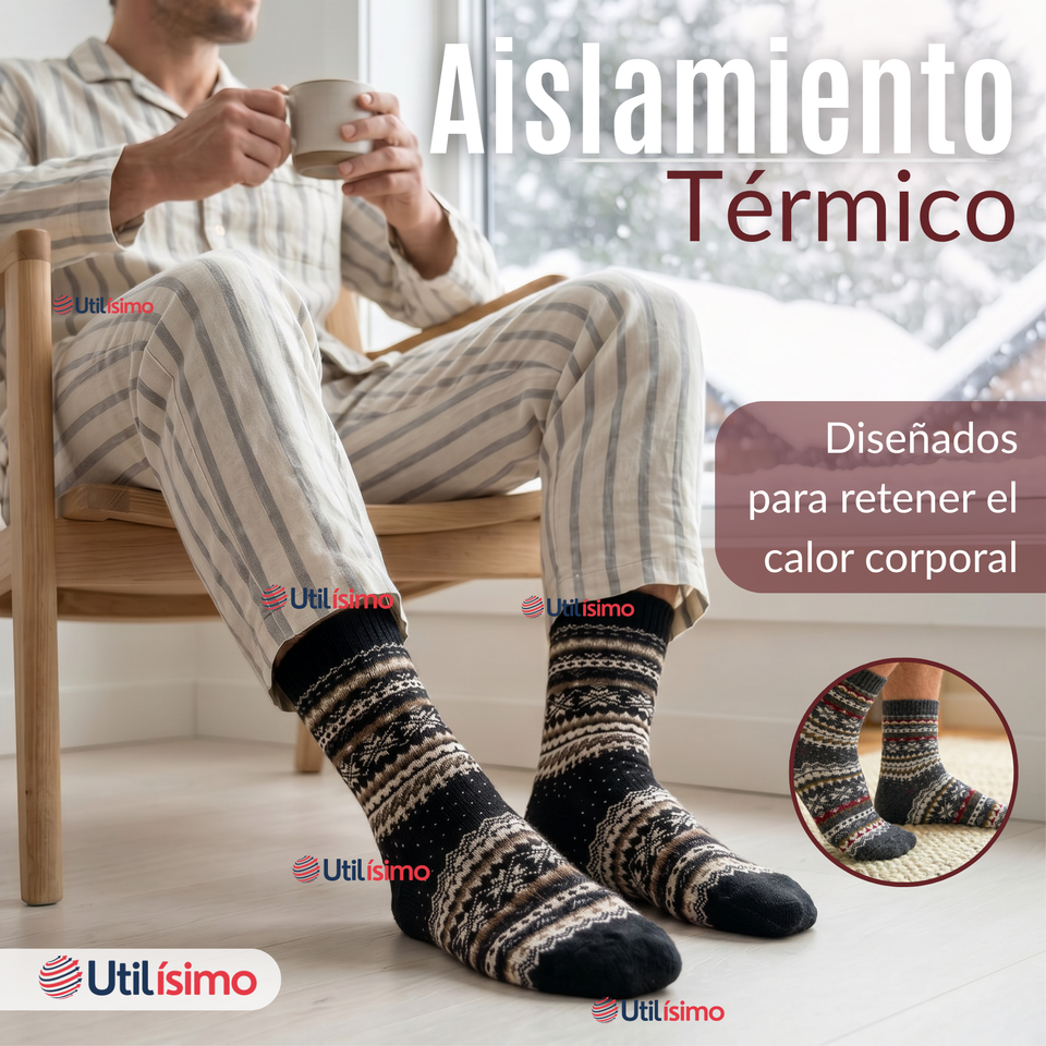 Pack 2 Calcetines Toalla Grueso Hombre Frío Surtidos Invierno
