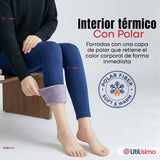 Calza Lola Polar Térmica Sin Costura Tiro Alto Elasticada Azul Marino