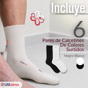 Pack 6 Pares Calcetines Diabéticos Hombre Algodón Suave Colores Surtidos Protección