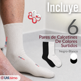 Pack 6 Pares Calcetines Diabéticos Hombre Algodón Suave Colores Surtidos Protección