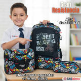 Mochila Escolar Kit Con Estuche y Lonchera 43cm Tela Oxford Niño
