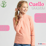 Pack 3 Poleras Camisetas Bambú Cuello Beatle Primera Capa Manga Larga Colores Surtido Niña