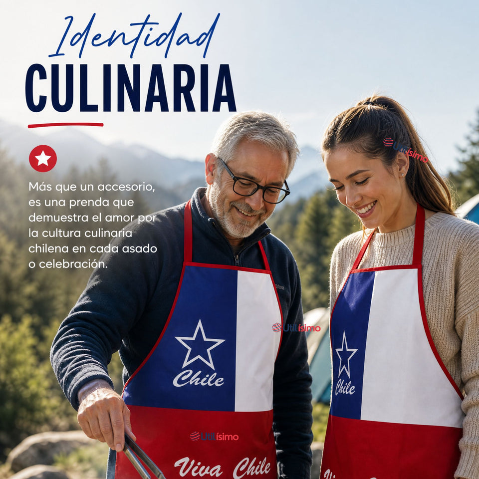 Pack 3 Delantales Pechera Viva Chile Bandera Chile Fiestas Patrias (Copia)